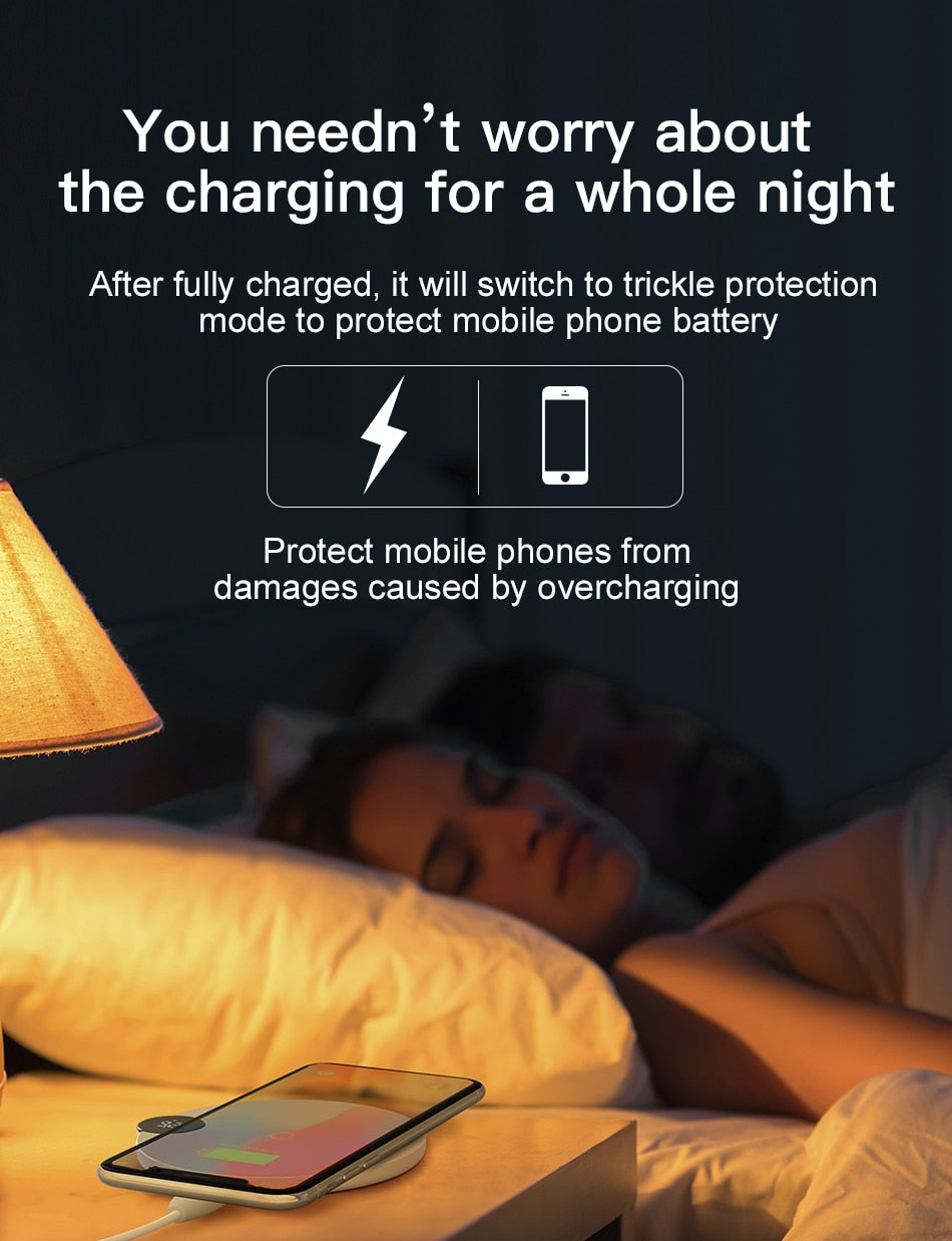 Baseus LED Qi Wireless Charger For iPhone Xs Max XR X 8 10W Fast Wirless Wireless Charging Pad For Samsung S9 S8 Xiaomi MIX 3 2s