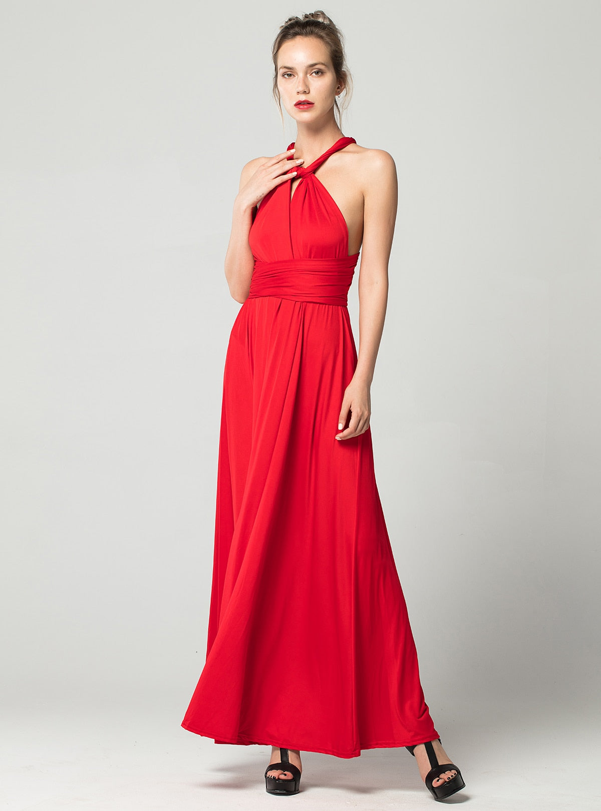 Sexy Long Dress Bridesmaid Formal Multi Way Wrap Convertible Infinity Maxi Dress Red Hollow Out Party Bandage Vestidos FICUSRONG