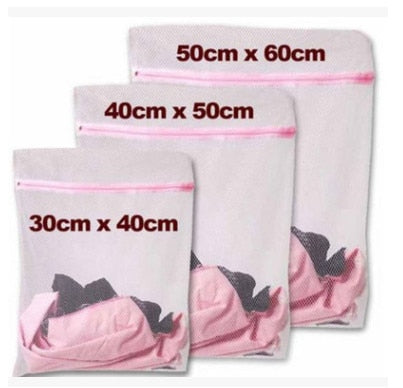 7 sizes Zippered Foldable Nylon Laundry Bag Bra Socks Underwear Clothes Washing Machine Protection Net Mesh Bags