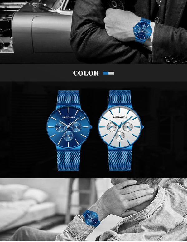 MEGALITH Mens Watches Top Brand Luxury Waterproof Wrist Watches Ultra Thin Date Simple Casual Quartz Watch For Men Sports Clock