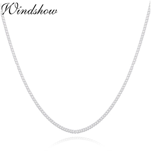 14"-32" Slim Thin Pure 925 Sterling Silver Side Curb Chain Choker Necklaces For Women Girl Jewelry kolye collare collier ketting
