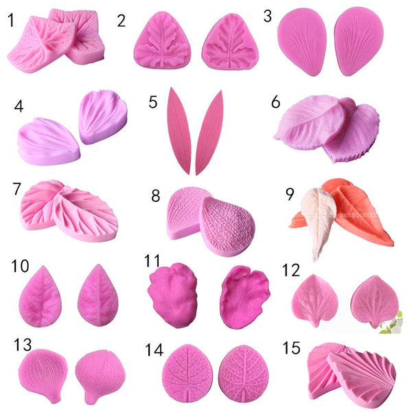 3D Flower Leaf Fondant Silicone Mold  Cooking Wedding Decoration Baking Sugar Craft Molds Leaves DIY Cake Silicone Mold