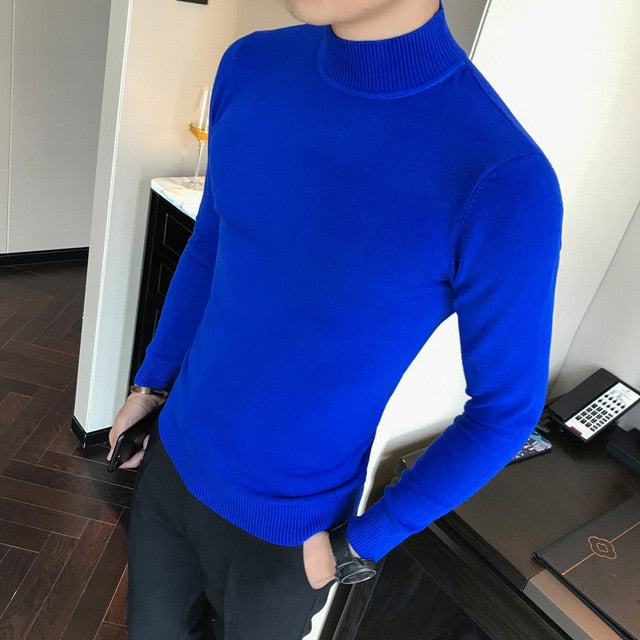 Sweater High Quality Autumn Winter Candy Color in the end of the Collar Pure Color Slim Comfortable Semi-high Collar Sweater