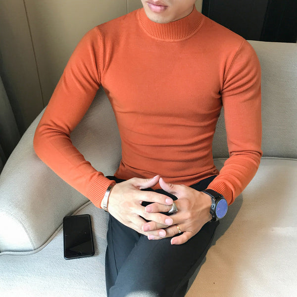 Sweater High Quality Autumn Winter Candy Color in the end of the Collar Pure Color Slim Comfortable Semi-high Collar Sweater