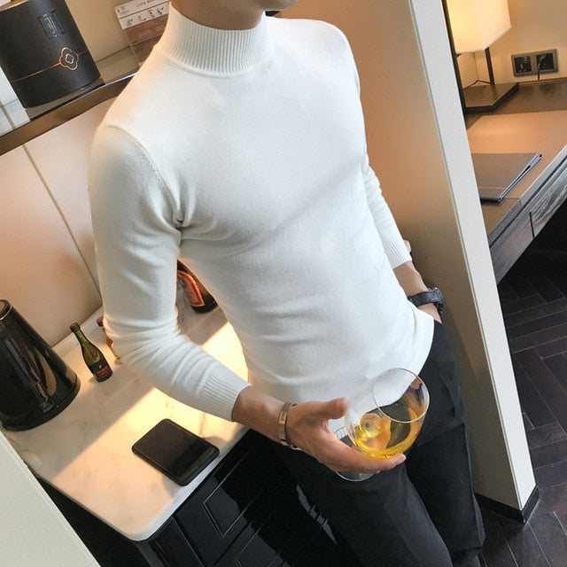 Sweater High Quality Autumn Winter Candy Color in the end of the Collar Pure Color Slim Comfortable Semi-high Collar Sweater