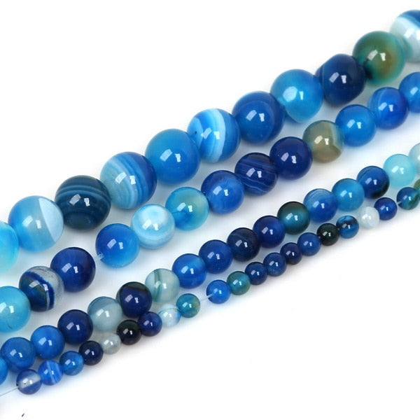 New Fashion 4 6 8 10mm Natural Stone Beads Black Lava Tiger Eye Bulk Loose Stone Beads For DIY  Jewelry Making Bracelet Necklace