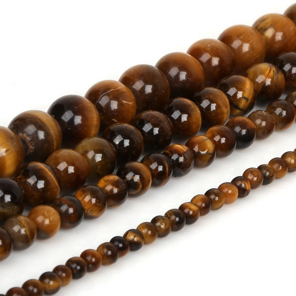 New Fashion 4 6 8 10mm Natural Stone Beads Black Lava Tiger Eye Bulk Loose Stone Beads For DIY  Jewelry Making Bracelet Necklace
