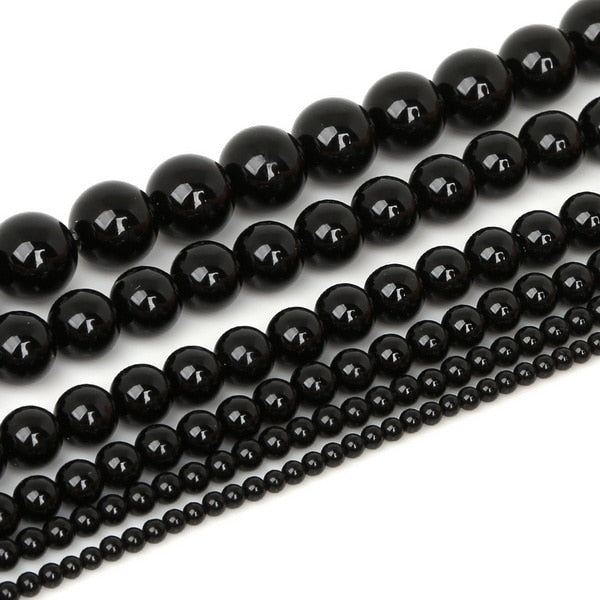 New Fashion 4 6 8 10mm Natural Stone Beads Black Lava Tiger Eye Bulk Loose Stone Beads For DIY  Jewelry Making Bracelet Necklace