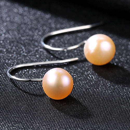 DR Real Freshwater Pink and White Pearls S925 Stud Earrings for Women Natural Pearl 925 Sterling Silver Earrings Fine Jewelry