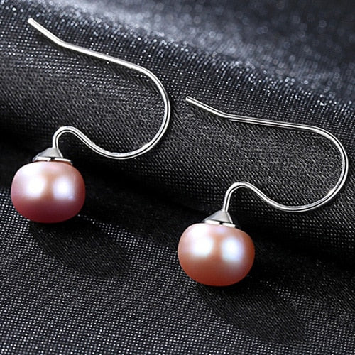 DR Real Freshwater Pink and White Pearls S925 Stud Earrings for Women Natural Pearl 925 Sterling Silver Earrings Fine Jewelry