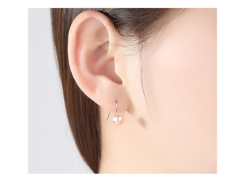 DR Real Freshwater Pink and White Pearls S925 Stud Earrings for Women Natural Pearl 925 Sterling Silver Earrings Fine Jewelry