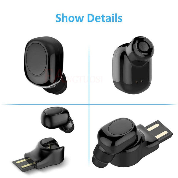 FANGTUOSI Mini Bluetooth Earphone Wireless Headset stereo earbuds hidden micro earpiece With Mic For iPhone X 7 Earbud Earphones