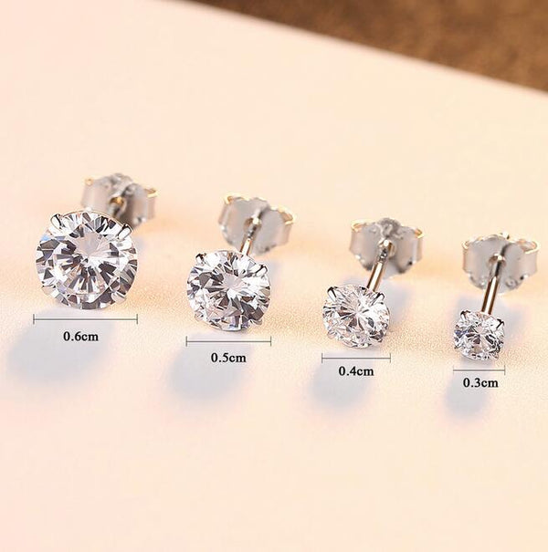 [MeiBaPJ] 6mm Classic Simple Zircon Stud Earrings 925 Sterling Silver Fashion Earrings Fine Jewelry for Women