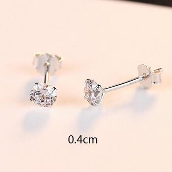 [MeiBaPJ] 6mm Classic Simple Zircon Stud Earrings 925 Sterling Silver Fashion Earrings Fine Jewelry for Women