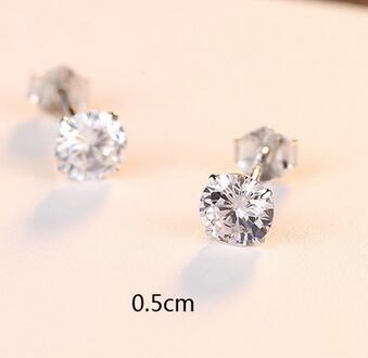 [MeiBaPJ] 6mm Classic Simple Zircon Stud Earrings 925 Sterling Silver Fashion Earrings Fine Jewelry for Women