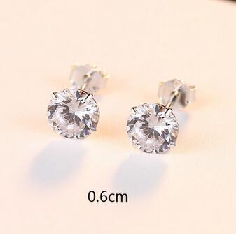 [MeiBaPJ] 6mm Classic Simple Zircon Stud Earrings 925 Sterling Silver Fashion Earrings Fine Jewelry for Women