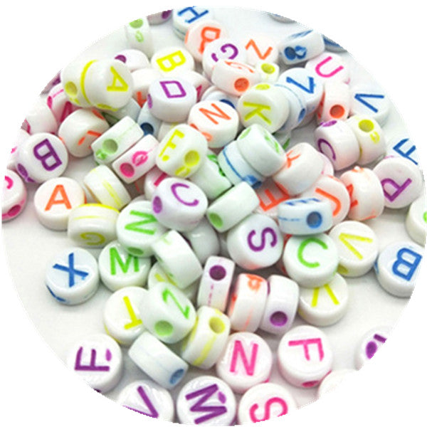 100pcs/lot 7mm Handmade Round Square Colorful Alphabet/Letter Acrylic Beads for DIY Bracelet Necklace Random letter Gift