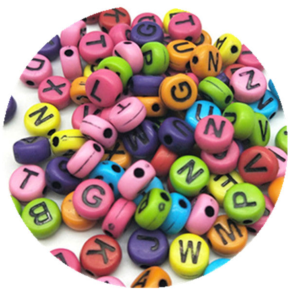 100pcs/lot 7mm Handmade Round Square Colorful Alphabet/Letter Acrylic Beads for DIY Bracelet Necklace Random letter Gift