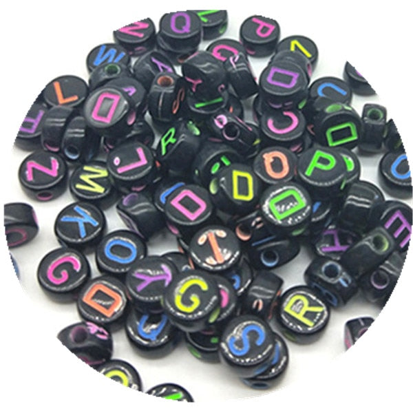 100pcs/lot 7mm Handmade Round Square Colorful Alphabet/Letter Acrylic Beads for DIY Bracelet Necklace Random letter Gift