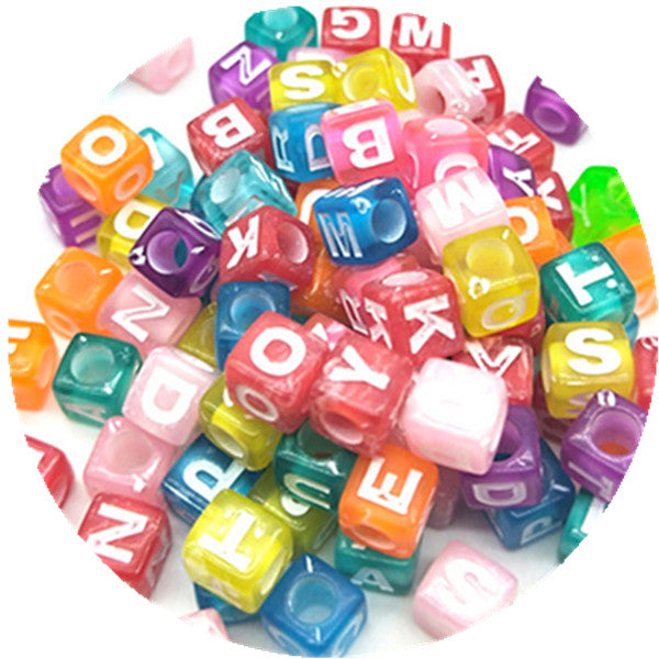 100pcs/lot 7mm Handmade Round Square Colorful Alphabet/Letter Acrylic Beads for DIY Bracelet Necklace Random letter Gift