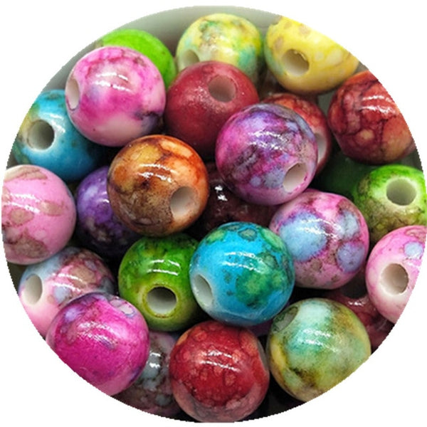 8/10mm 100/50pcs/Lot DIY Round Acrylic Beads For Necklace Bracelet Charms Jewelry Make Wholesale Color Random Delivery