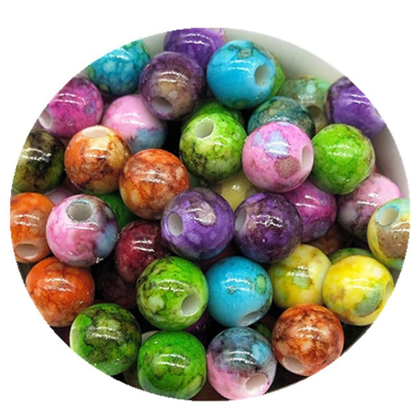 8/10mm 100/50pcs/Lot DIY Round Acrylic Beads For Necklace Bracelet Charms Jewelry Make Wholesale Color Random Delivery