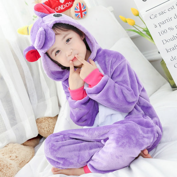 Children's Pajamas for Boys Girls Unicorn Pajamas Flannel Kids Pijamas Set Animal Kids Sleepwear Winter Boys Gilrs Onesies 4-12