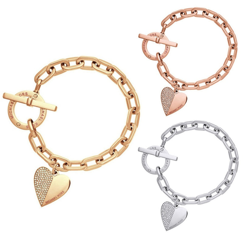 Heart-shaped Bracelet 2018 Fashion Female Summer Gold Heart Jewelry For Women Gift Metal Alloy Bracelets