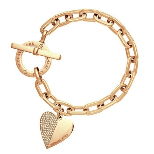 Heart-shaped Bracelet 2018 Fashion Female Summer Gold Heart Jewelry For Women Gift Metal Alloy Bracelets