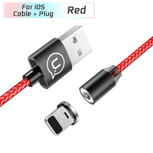 USAMS Magnetic Cable for iPhone 6 7 8 Samsung 2.1A Braided Magnet phone cable for Type-C Micro USB Cable magnetic charging USB C