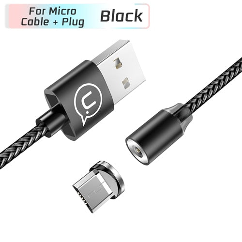 USAMS Magnetic Cable for iPhone 6 7 8 Samsung 2.1A Braided Magnet phone cable for Type-C Micro USB Cable magnetic charging USB C