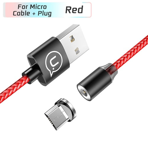 USAMS Magnetic Cable for iPhone 6 7 8 Samsung 2.1A Braided Magnet phone cable for Type-C Micro USB Cable magnetic charging USB C