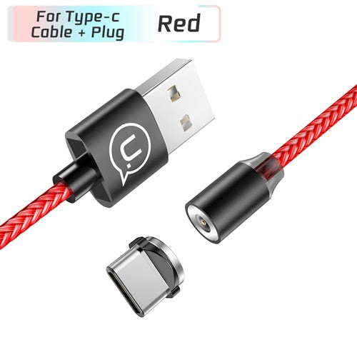 USAMS Magnetic Cable for iPhone 6 7 8 Samsung 2.1A Braided Magnet phone cable for Type-C Micro USB Cable magnetic charging USB C