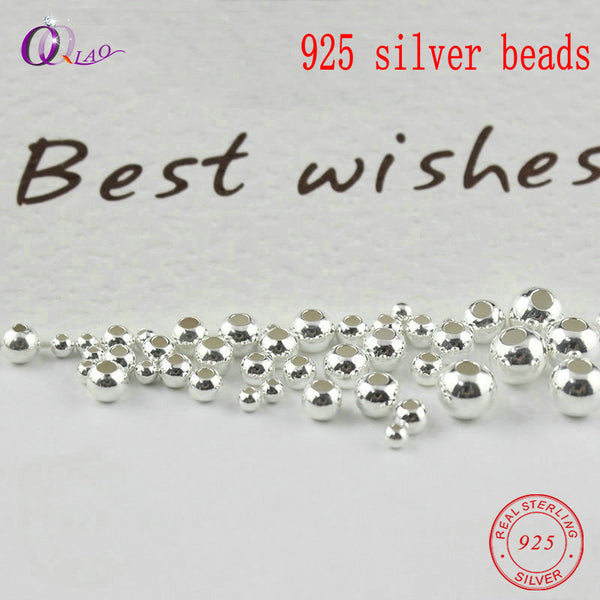 2-5MM 925 sterling silver beads silver 925 jewelry Findings Accessories round smooth jewelry beads for silver bracelet&necklace