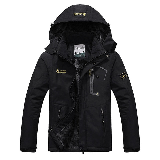 RAY GRACE Winter Jacket Men Outdoor Thick Fleece Thermal Coat Waterproof Hiking Jacket Camping Mountain Climbing Parka Plus Size