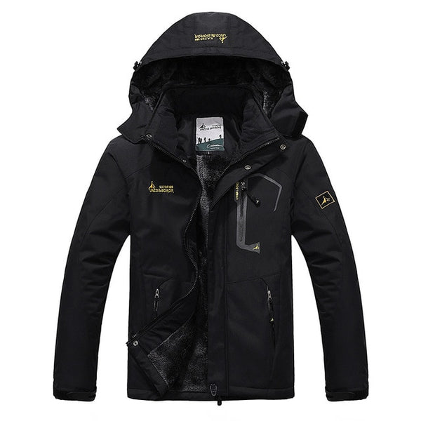 RAY GRACE Winter Jacket Men Outdoor Thick Fleece Thermal Coat Waterproof Hiking Jacket Camping Mountain Climbing Parka Plus Size