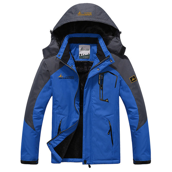 RAY GRACE Winter Jacket Men Outdoor Thick Fleece Thermal Coat Waterproof Hiking Jacket Camping Mountain Climbing Parka Plus Size