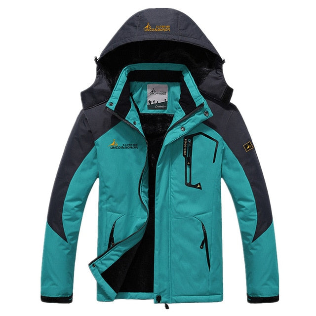 RAY GRACE Winter Jacket Men Outdoor Thick Fleece Thermal Coat Waterproof Hiking Jacket Camping Mountain Climbing Parka Plus Size