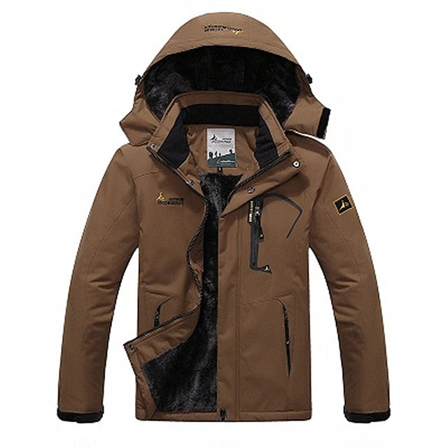 RAY GRACE Winter Jacket Men Outdoor Thick Fleece Thermal Coat Waterproof Hiking Jacket Camping Mountain Climbing Parka Plus Size