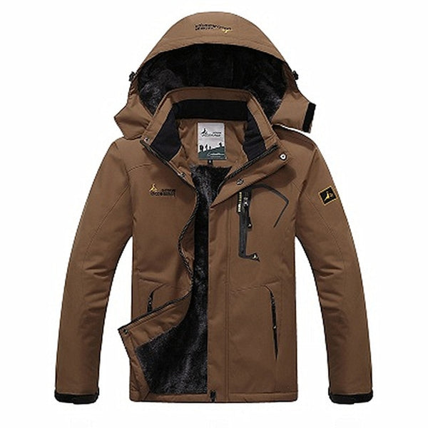 RAY GRACE Winter Jacket Men Outdoor Thick Fleece Thermal Coat Waterproof Hiking Jacket Camping Mountain Climbing Parka Plus Size