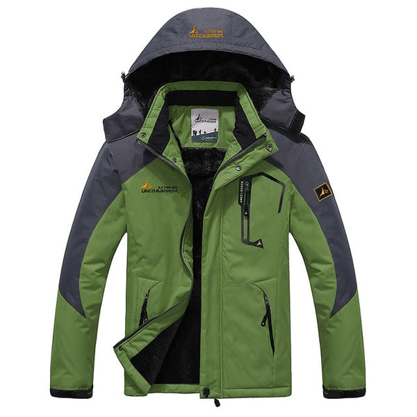 RAY GRACE Winter Jacket Men Outdoor Thick Fleece Thermal Coat Waterproof Hiking Jacket Camping Mountain Climbing Parka Plus Size