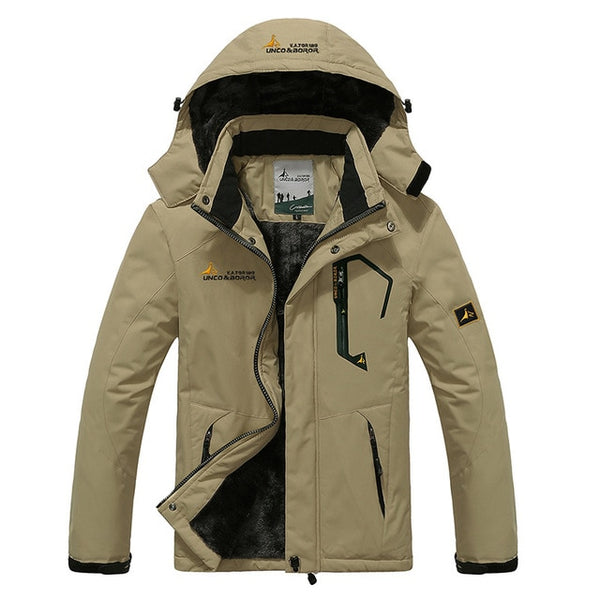 RAY GRACE Winter Jacket Men Outdoor Thick Fleece Thermal Coat Waterproof Hiking Jacket Camping Mountain Climbing Parka Plus Size