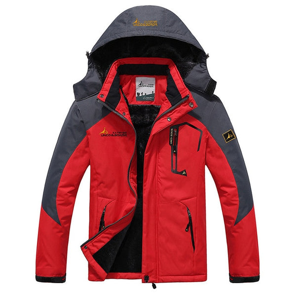RAY GRACE Winter Jacket Men Outdoor Thick Fleece Thermal Coat Waterproof Hiking Jacket Camping Mountain Climbing Parka Plus Size