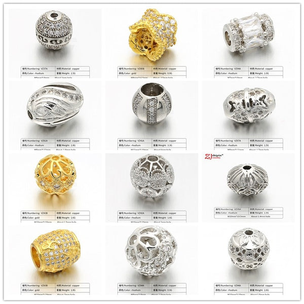 New hot micro-inlaid zircon CZ large hole jewelry accessories suitable for DIY beaded spacer bracelet necklace making