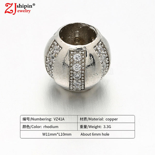 New hot micro-inlaid zircon CZ large hole jewelry accessories suitable for DIY beaded spacer bracelet necklace making