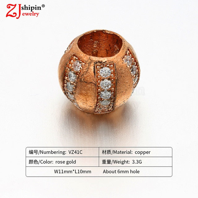 New hot micro-inlaid zircon CZ large hole jewelry accessories suitable for DIY beaded spacer bracelet necklace making