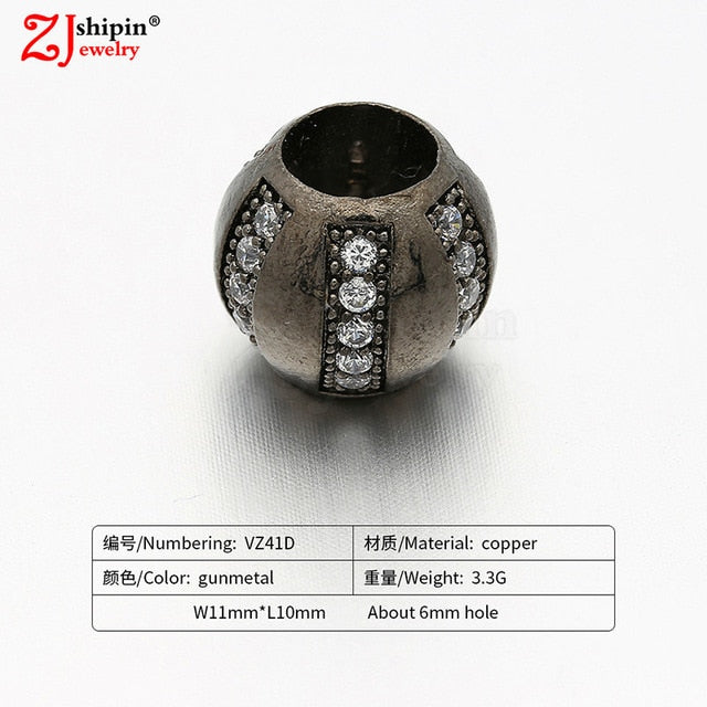 New hot micro-inlaid zircon CZ large hole jewelry accessories suitable for DIY beaded spacer bracelet necklace making
