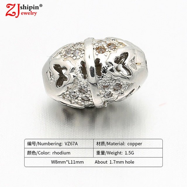 New hot micro-inlaid zircon CZ large hole jewelry accessories suitable for DIY beaded spacer bracelet necklace making