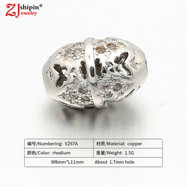 New hot micro-inlaid zircon CZ large hole jewelry accessories suitable for DIY beaded spacer bracelet necklace making