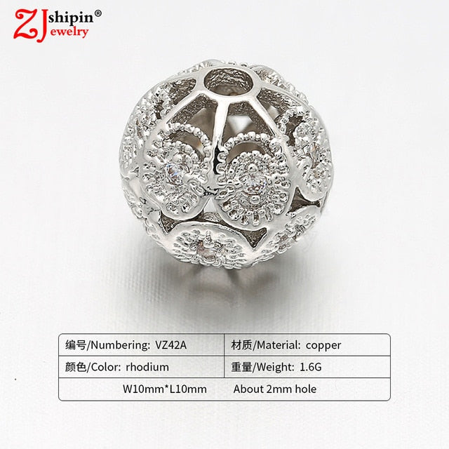 New hot micro-inlaid zircon CZ large hole jewelry accessories suitable for DIY beaded spacer bracelet necklace making